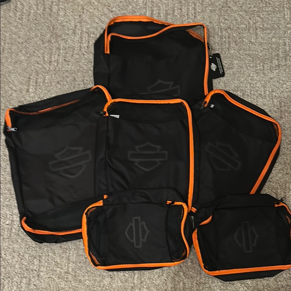 Harley-Davidson Black and Orange Luggage Set